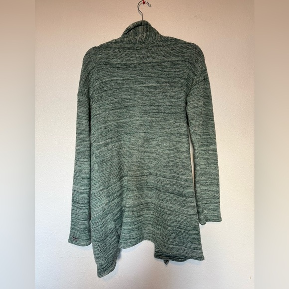 Columbia cardigan knitted blue green flowy with pockets warm cozy size Small - Picture 6 of 7